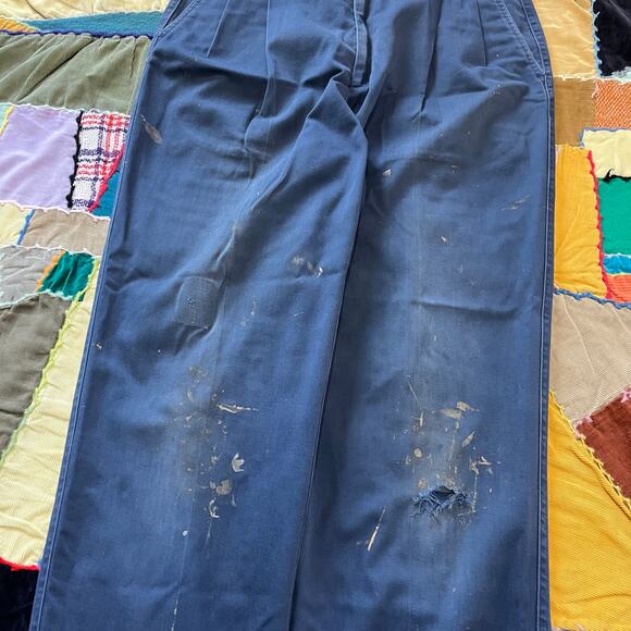 Vintage Dockers Paint Splattered Distressed Navy Pants 33Wx29L - Picture 3 of 6